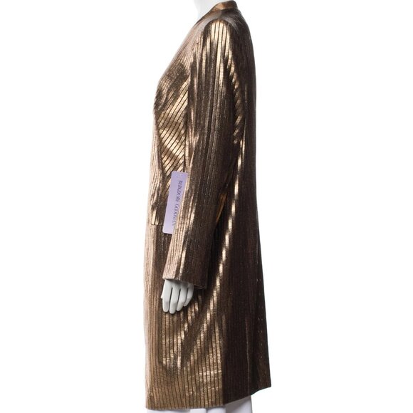 New Akris x Bergdorf Goodman Moscat Lame Gold Bronze Metallic Coat Size 14 NWT - Picture 4 of 14